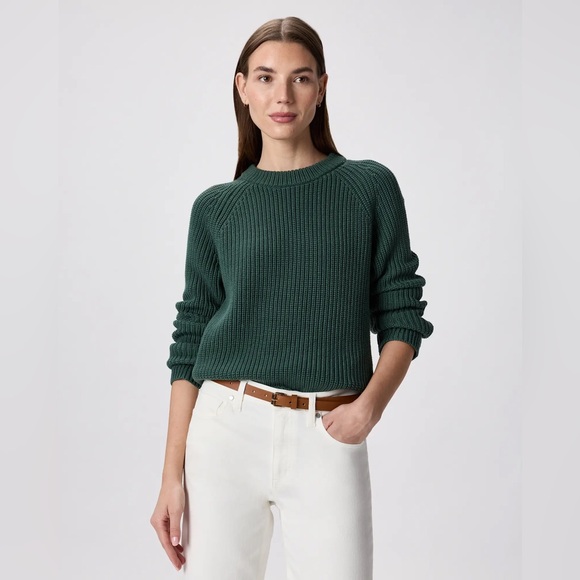 Quince Sweaters - Quince Organic Cotton Fisherman Sweater in Dark Spruce green Size Small